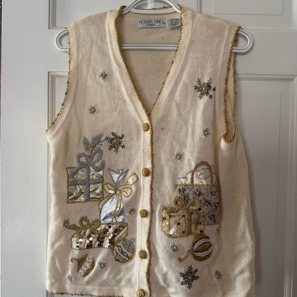 Victoria Jones Holiday Sweater Vest ugly Christmas sweater party